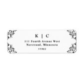 Étiquette Élégant Mariage noir et blanc Adresse de retour La (Devant)