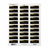 Étiquette Élégant Mariage noir et or Adresse de retour (Feuille entière)