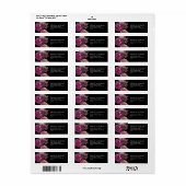 Étiquette Élégant Mariage noir floral Bourgogne foncé Moody (Feuille entière)