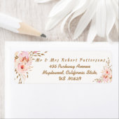 Étiquette Élégant Mariage romantique rose or Floral (En situation)