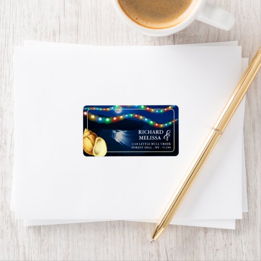 Étiquette Elégant mariage sur la plage au clair de lune (En situation)