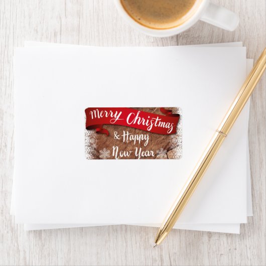 Étiquette Elegant Merry Christmas Script White Snowflakes (En situation)