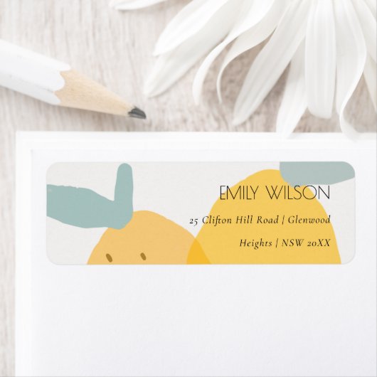 Étiquette Élégant mignon Citron jaune Fruité Citrus Adresse (En situation)