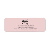 Étiquette Élégant minimal Bow Baby shower Adresse de retour (Devant)