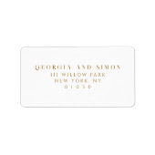 Étiquette Élégant minimal Bronze Mariage Adresse de retour (Devant)