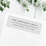 Étiquette Elegant Minimal Classic Dove Gray Return Address<br><div class="desc">A stylish minimal return address label with classic typography in black on a clean simple minimalist dove gray background. The text can be easily customized for a personal touch. A simple,  minimalist and contemporary design to stand out from the crowd!</div>
