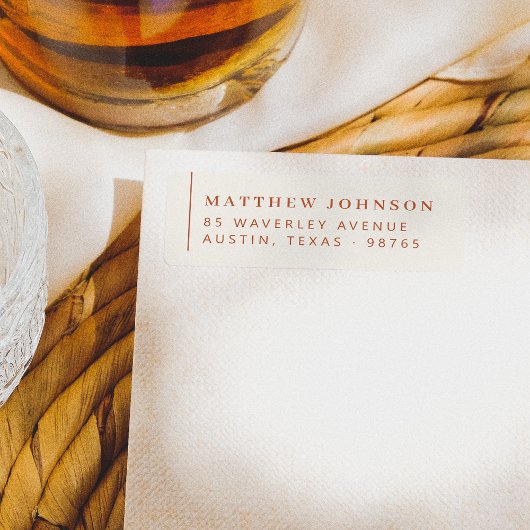 Étiquette Élégant Minimal Gauche alignée Adresse de retour