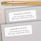 Étiquette Élégant minimal noir blanc Mariage Adresse de reto