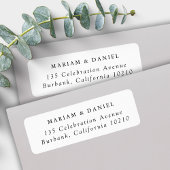 Étiquette Élégant minimal noir blanc Mariage Adresse de reto