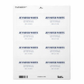 Étiquette Elégant minimaliste bleu et blanc clair rétro (Feuille entière)