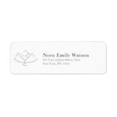 Étiquette Élégant minimaliste Grey Lotus Adresse Flower (Devant)