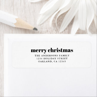Étiquette Élégant minimaliste noir & blanc Joyeux Noël