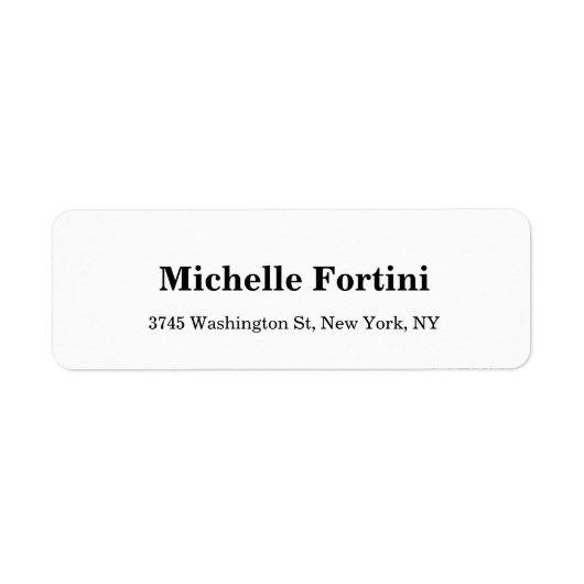 Étiquette Élégant minimaliste Plain moderne noir & blanc (Devant)