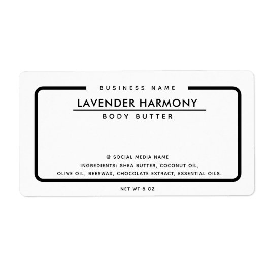 Étiquette Élégant minimaliste simple noir (Devant)