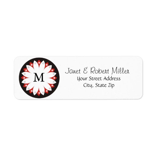 Étiquette Élégant Modèle Floral Avec Monogramme (Devant)