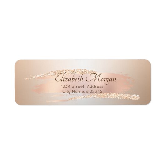 Étiquette Elegant Modern,Chic Rose Gold Brush Stroke (Devant)