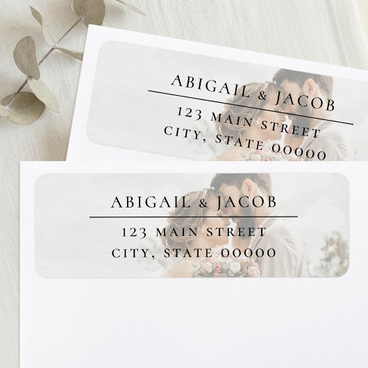 Étiquette Elegant Modern Photo Wedding Return Address