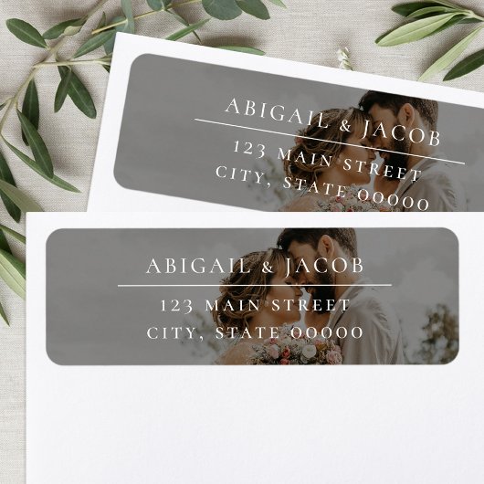 Étiquette Elegant Modern Photo Wedding Return Address