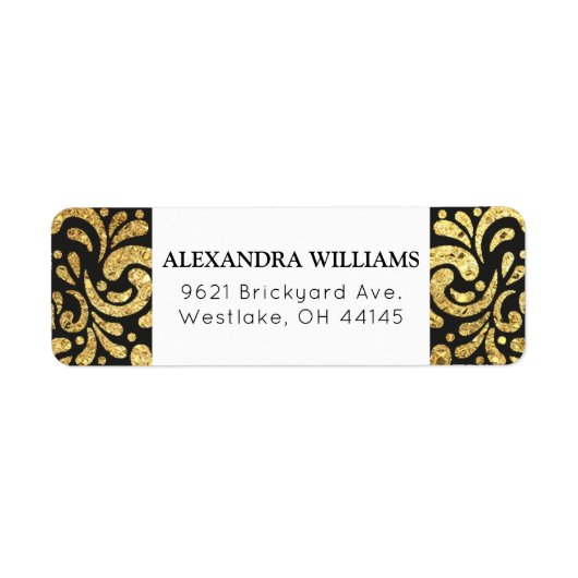 Étiquette Élégant moderne Black & Gold Adress (Devant)