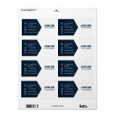 Étiquette Élégant Moderne Bleu et Blanc Professionnel (Feuille entière)