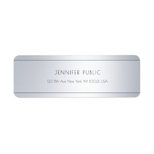 Étiquette Élégant Moderne Glamor Argent Adresse de retour (Devant)