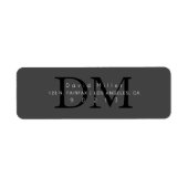 Étiquette Élégant moderne gris noir Monogramme Adresse de re (Devant)