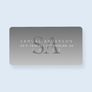 Étiquette Élégant moderne Monogram Grey Ombre Adresse de ret