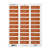Étiquette Élégant Moderne Monogramme Orange foncé Adresse de (Feuille entière)