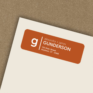 Étiquette Élégant Moderne Monogramme Orange foncé Adresse de