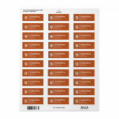 Étiquette Élégant Moderne Monogramme Orange foncé Adresse de (Feuille entière)