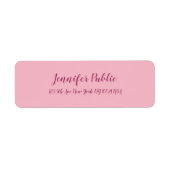 Étiquette Élégant moderne Pink Plain texte de script libre (Devant)