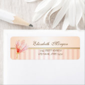 Étiquette Elégant Moderne Rayé Aquarelle Magnolia Adresse (En situation)