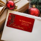 Étiquette Élégant moderne Rouge et Or stylish Script Holiday