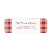 Étiquette Élégant moderne rouge Plaid Adresse de retour Labe (Devant)