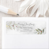 Étiquette Élégant moderne Silver Noël Floral (En situation)