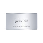 Étiquette Elégant moderne Silver Script à main simple adress (Devant)