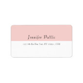Étiquette Élégant Moderne Simple Modèle Rose Blanc (Devant)