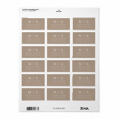Étiquette Élégant moderne Taupe Monogramme Adresse de retour (Feuille entière)