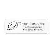 Étiquette Elegant Monogram Black White Return Address Label (Devant)