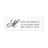 Étiquette Elegant Monogram Black White Return Address Label (Devant)