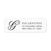 Étiquette Elegant Monogram Black White Return Address Label (Devant)