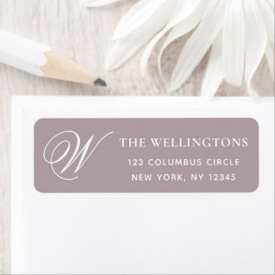 Étiquette Elegant Monogram Dusty Purple Adresse de retour