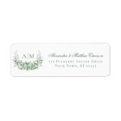 Étiquette Elegant Monogram Eucalyptus Mariage Adresse de ret (Devant)