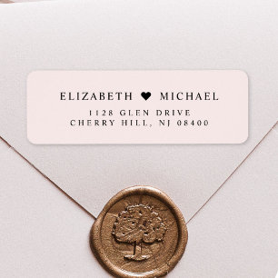 Étiquette Élégant Monogram rose Mariage Adresse de retour