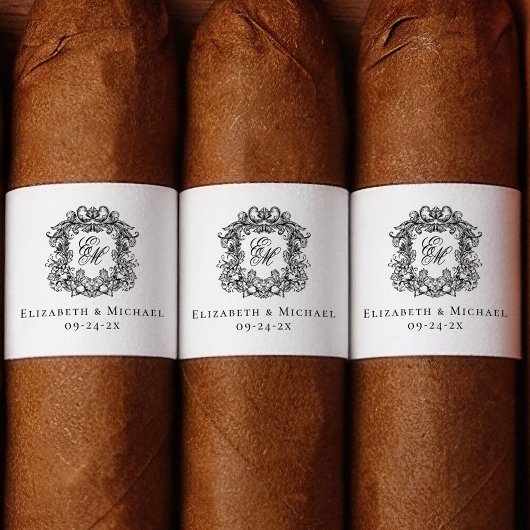 Étiquette Elegant Monogram Wedding Crest Cigar Band 