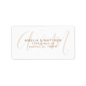 Étiquette Élégant Monogram White Gold Adresse de retour (Devant)