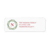 Étiquette Élégant Monogram Wreath Christmas Adresse de retou (Devant)