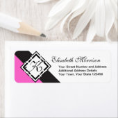 Étiquette Élégant Monogramme Chic Personnalisé noir et rose  (En situation)