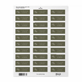 Étiquette Élégant monogramme de couleur vert olive pour adre (Feuille entière)