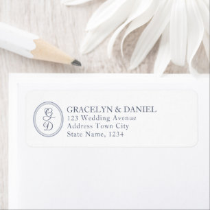 Étiquette Élégant Monogramme Initiales Mariage Adresse de re